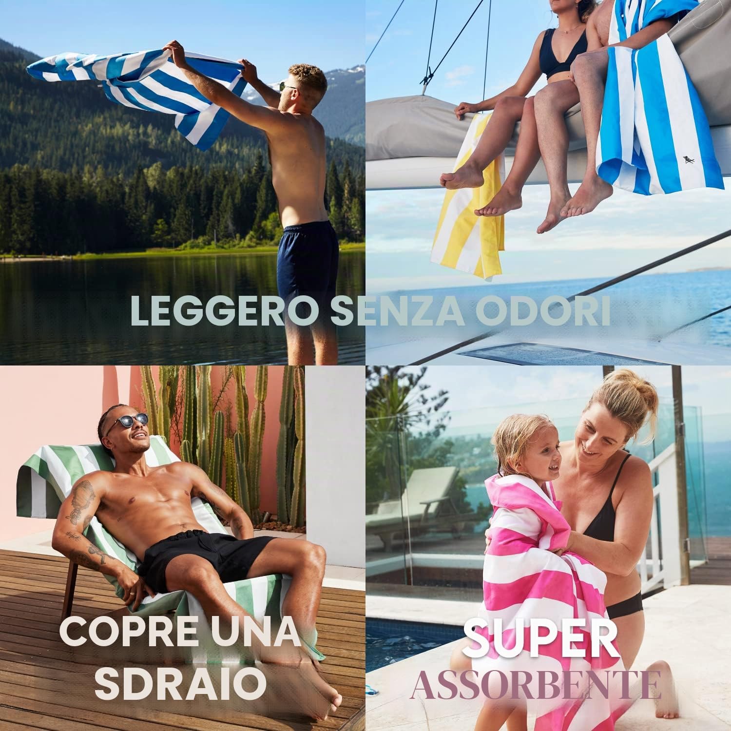 Dock & Bay Telo Mare - Asciugatura Rapida, Senza Sabbia - Compatto, Leggero - Materiali Riciclati al 100% - Include Custodia - Cabana Light - Malibu Pink, Double Extra Large (180x200cm, 70x78)