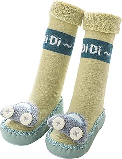 Tamanho 1 Sapatos de Bebê Meninas Inverno Crianças Crianças Meninos e Meninas Meias de Tubo Longo Sapatos de Cano Plano Antiderrapante Pelúcia Quente e Confortável Bonito Desenho Animado en Meninas Tote Sapatos de Cano Alto (Verde Menta, 4 Infantis)