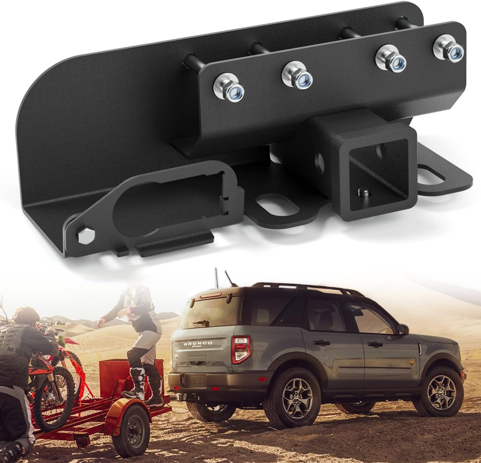 KSP 2" Bronco Trailer Hitch for Ford Bronco 2021 2022 2023 2 Door 4 Door, 2 inch Class III Towing Hitch Receivers Assembly for Bronco Accessories, Rear Bumper Tow Hook Black (Not for Bronco Sport)