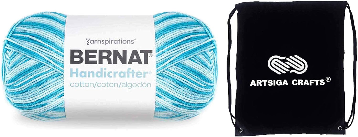 Bernat Knitting Yarn Handicrafter Cotton Ombres Swimming Pool 1Skein Factory Pack