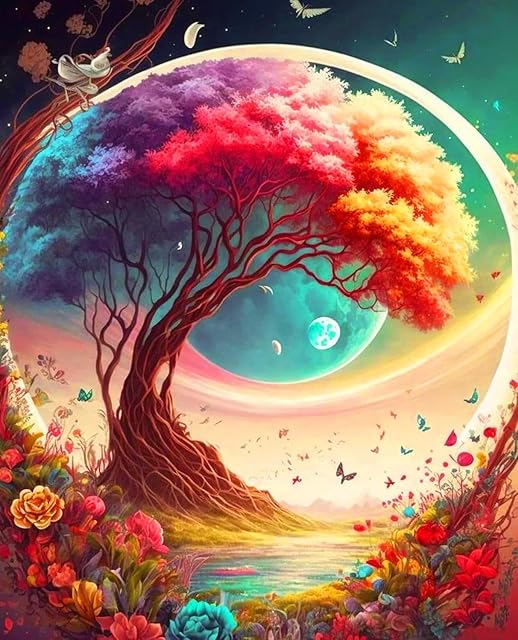BEAYIOU DIY 5D Diamond Painting Kits,for Adults Diamond Art Tree of Life,Beginner Children's Tree Diamond Art Kit,Handicrafts for Home Wall Decoration, Stress Relief, and Relaxation 12x16 Inch