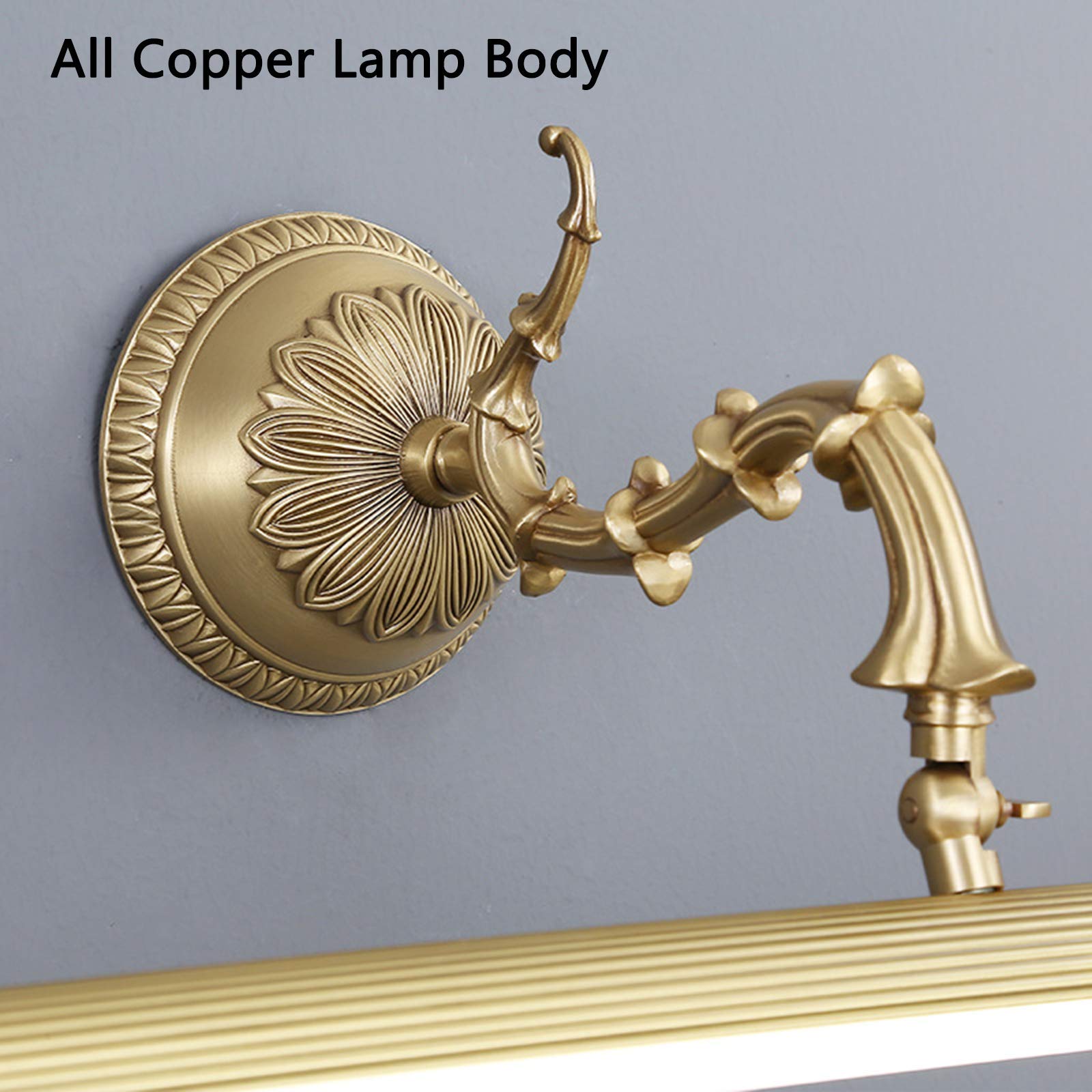 Lampe Miroir Salle De Bain Rétro En Laiton - LED 3 Températures De Couleur, IP44, Tête Pivotante