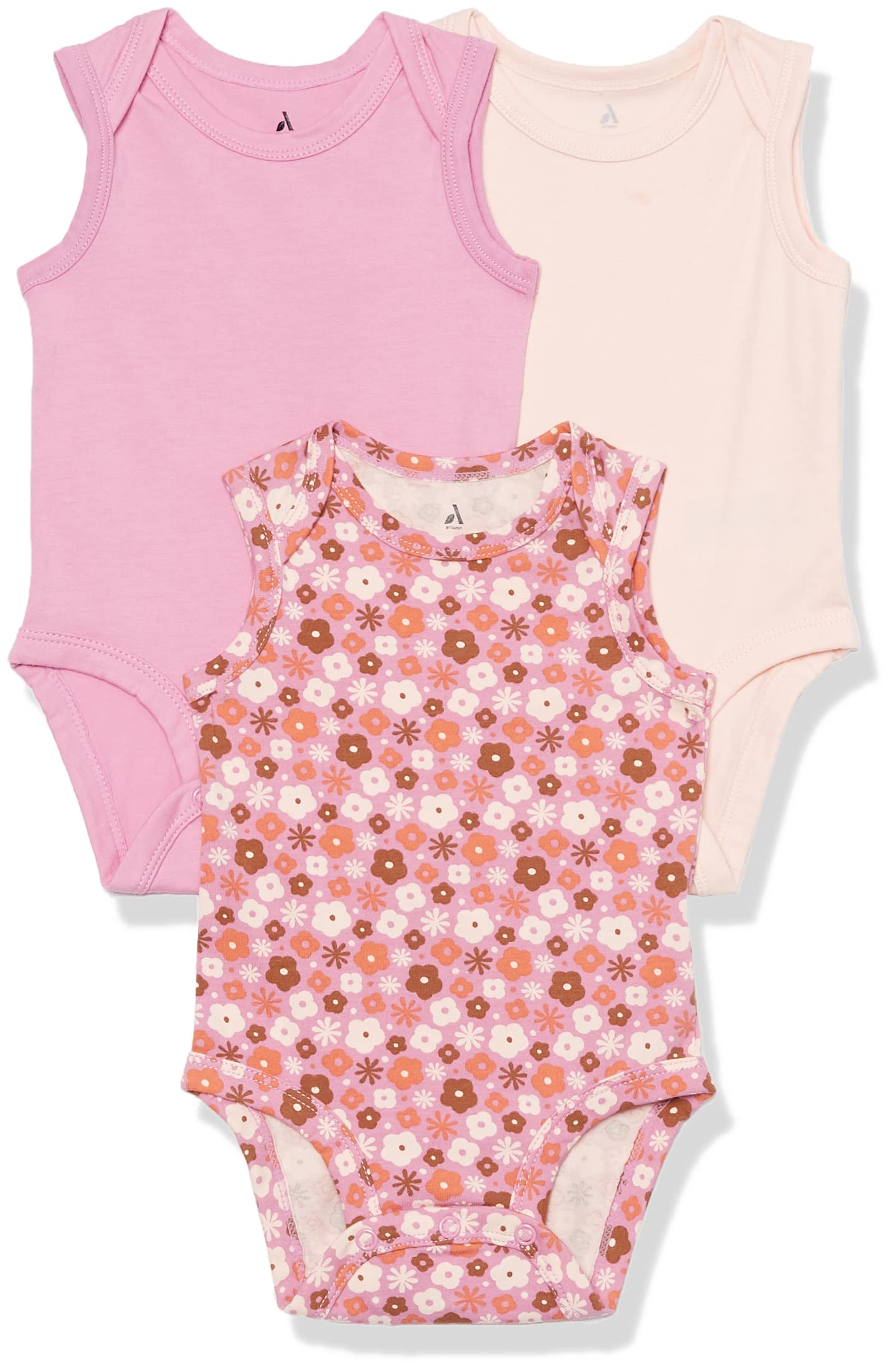 Amazon Essentials Body Senza Maniche in Jersey di Cotone Elasticizzato (precedentemente Amazon Aware) Unisex Bimbi, Pacco da 3