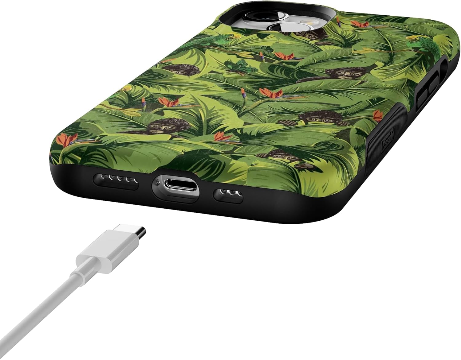 Casely iPhone 13 Case | Sneaky Monkeys | Frida Kahlo Jungle Floral | Bold Protective Design | Compatible with MagSafe