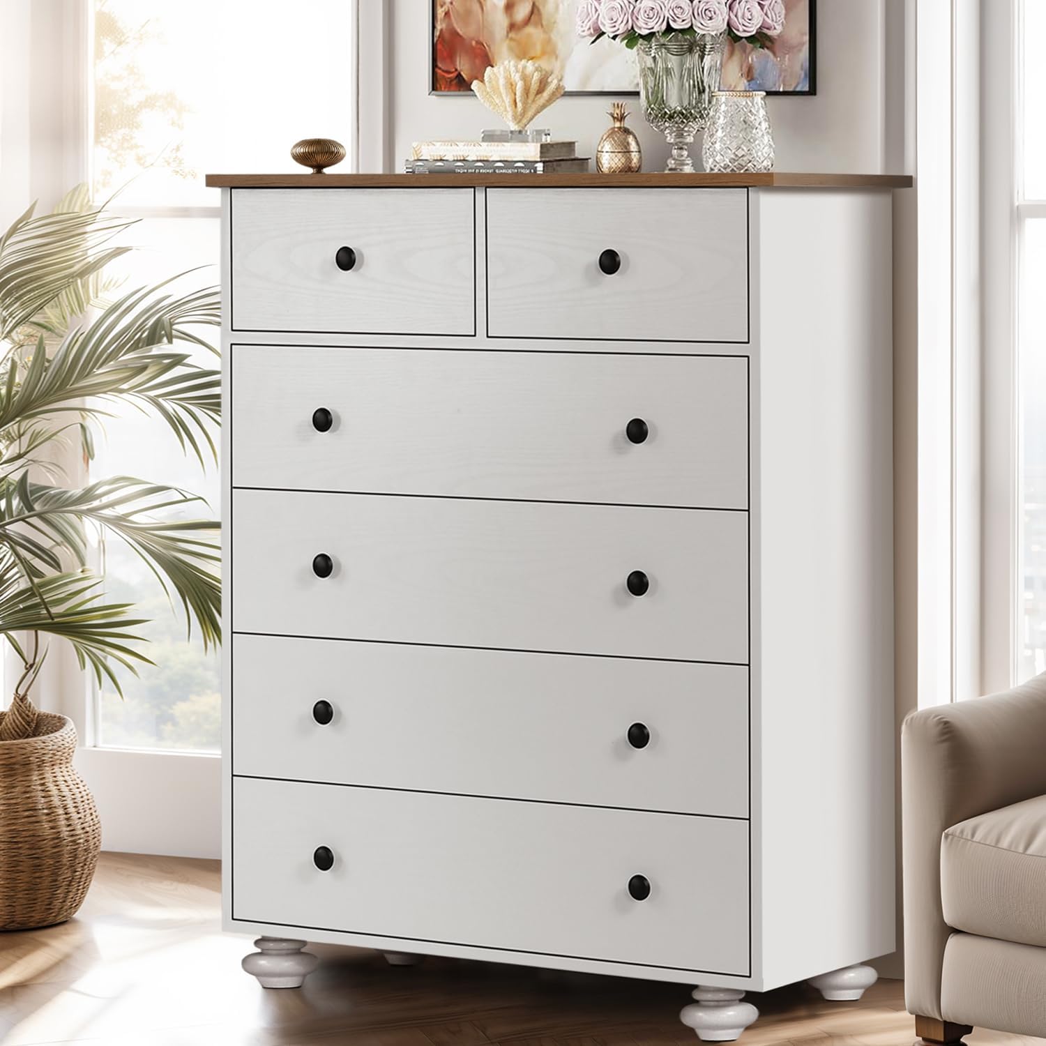 HOMBCK White Dresser for Bedroom, Tall White Dresser with