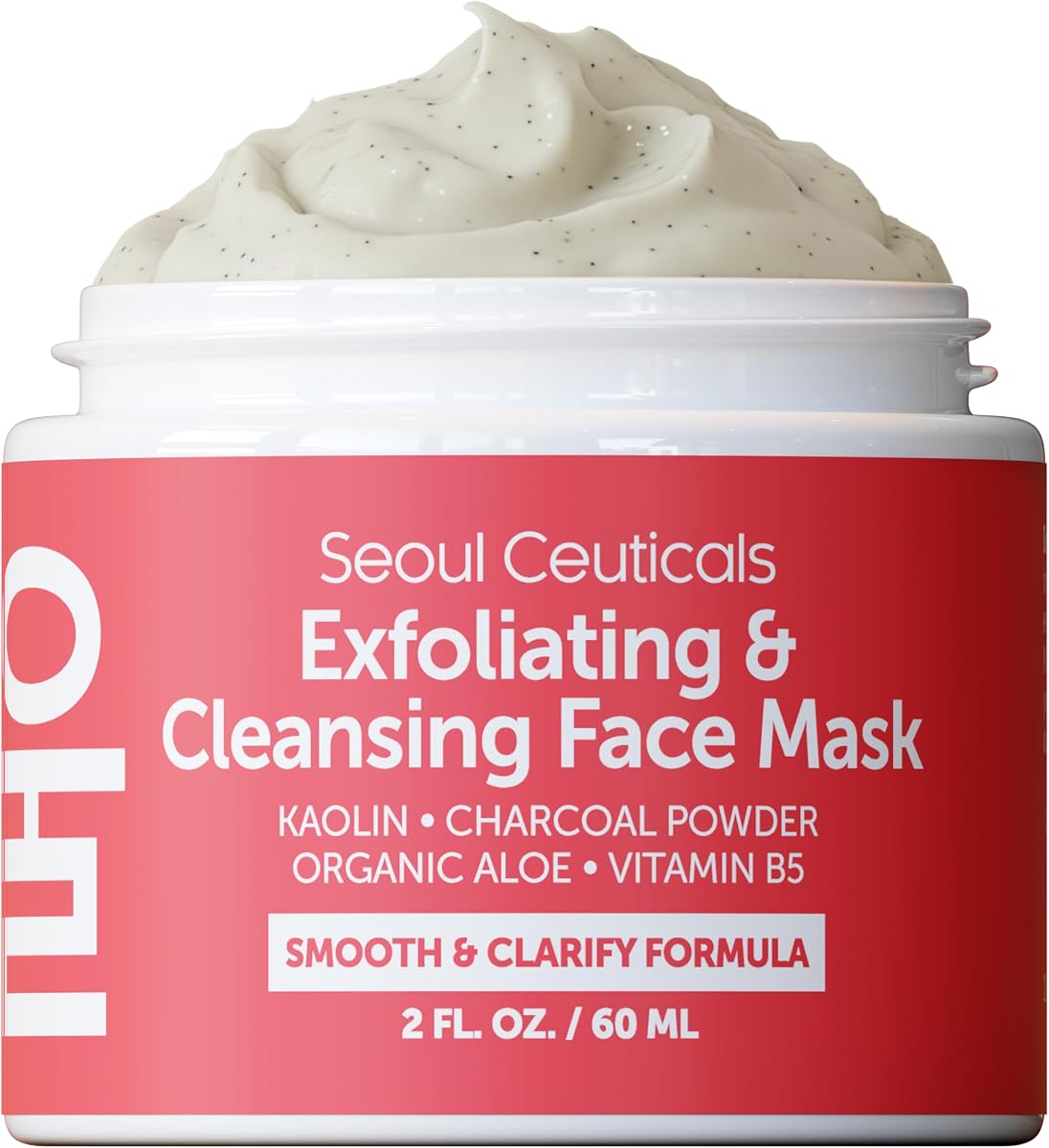 Exfoliante facial exfoliante coreano para el cuidado de la piel 2 oz | Máscara de crema de arcilla de caolín y carbón para una piel suave, exfoliante de belleza suave Deep Pore K