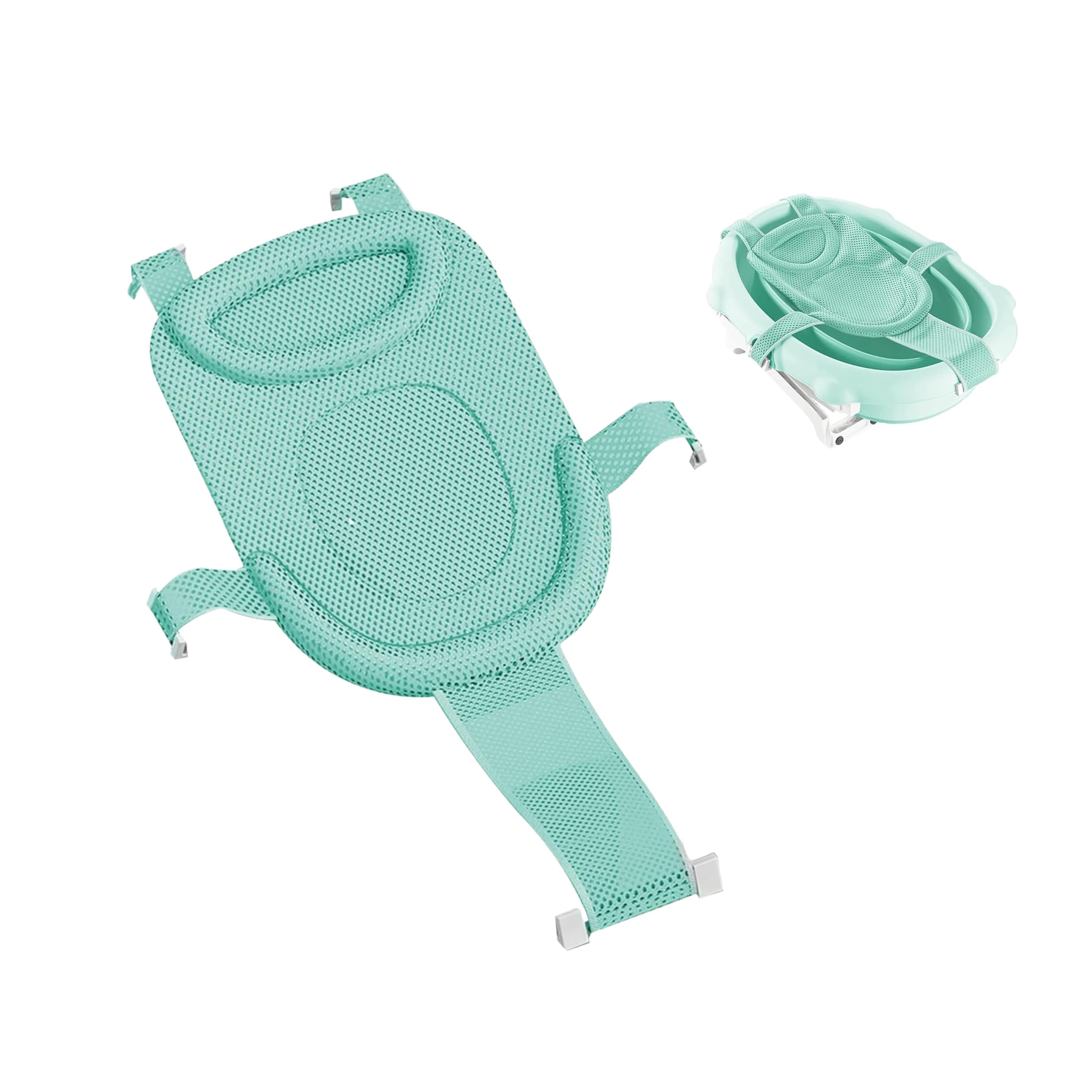 Babybadenetzt, Baby Badewanne Pad,Badewanneneinsatz Baby mit Mesh Verstellbar,Babywannenmatte Anti-Rutsch mit Sicherheitsgurt,Babybadenetzt Babywannenmatte für Neugeborene Kleinkind (grüner)