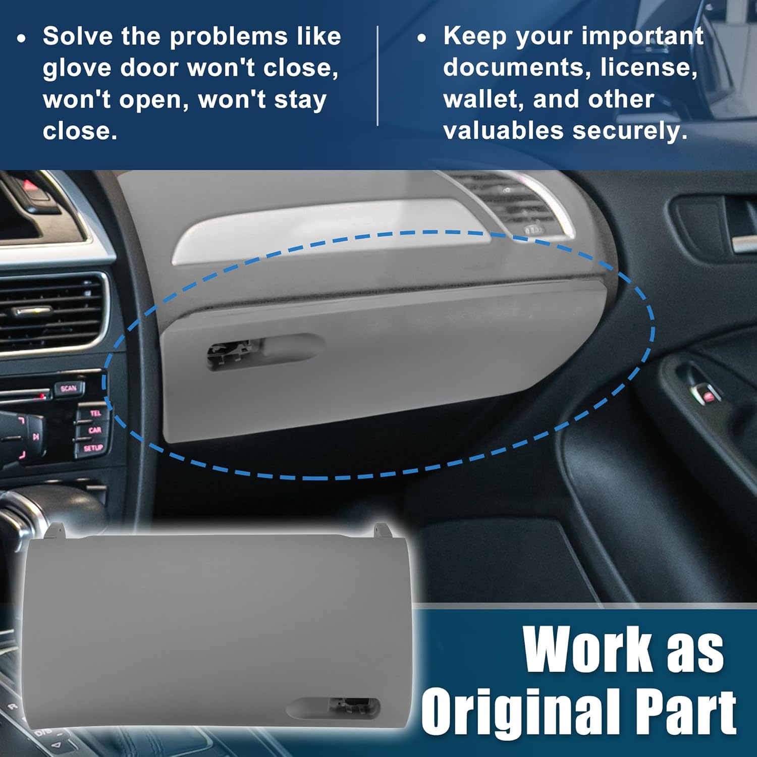 Dash Glove Box Door Lid Cover for Audi A4 S4 2001-2008 Glove Compartment Lid No.8E1857124A | Gray 1pc