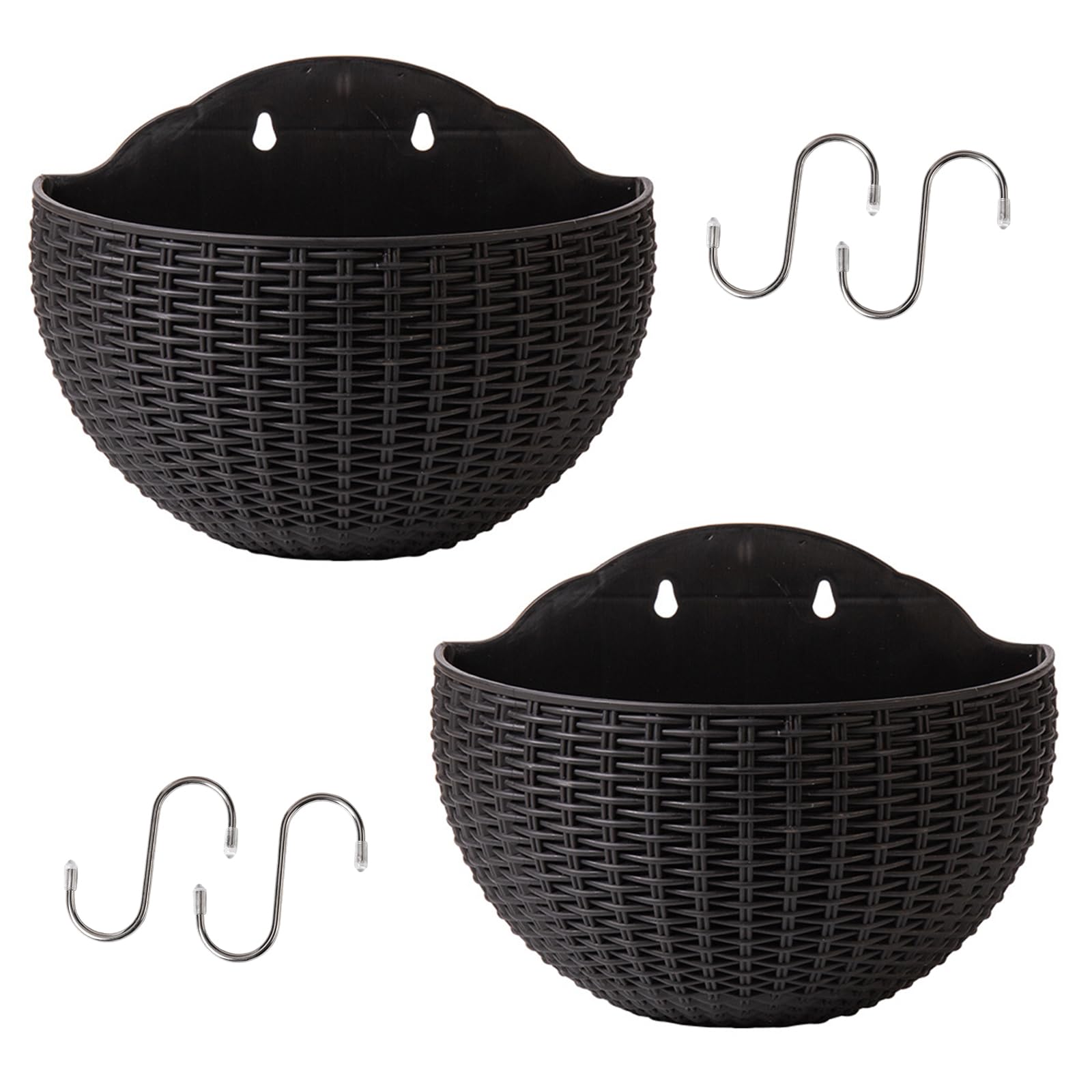 Kaeltsyn Hanging Planter Wall Mounted Basket Wicker Flower Container Rattan Flower Plant Basket Balcony Garden Home Kitchen Hanging Storage
