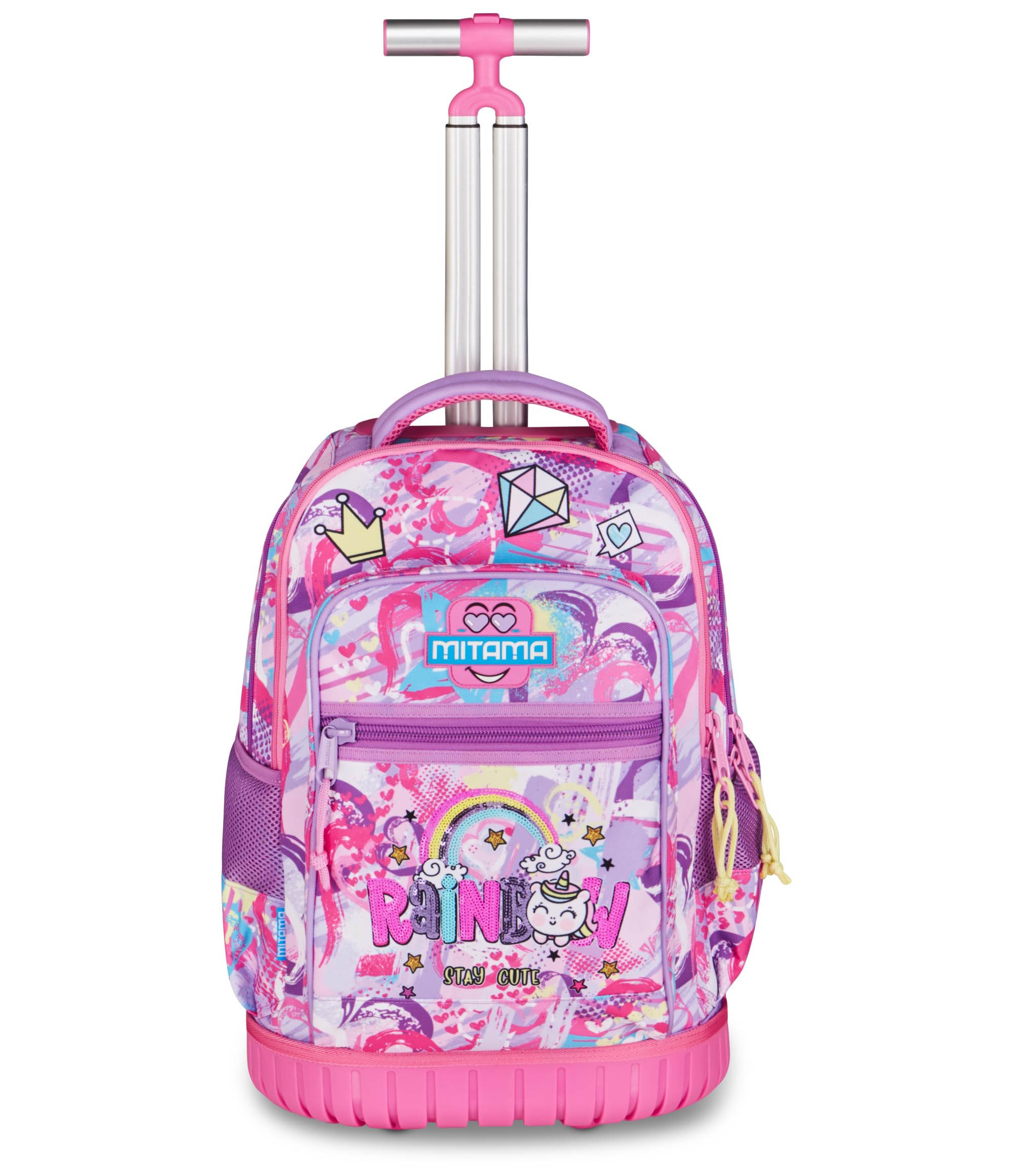 Mitama Zaino Trolley Run Maxi Rainbow, Spallacci a scomparsa, Bambini e Bambine, Tasca Porta Borraccia, Doppio uso, viola