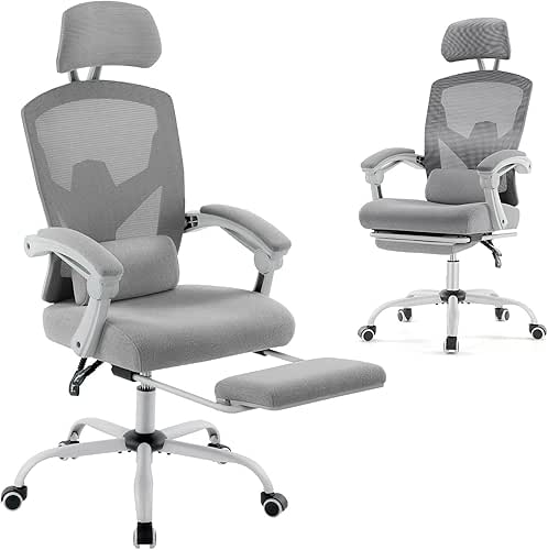 DUMOS Home Office Desk Chair with Footrest, High-Back Mesh Rolling
