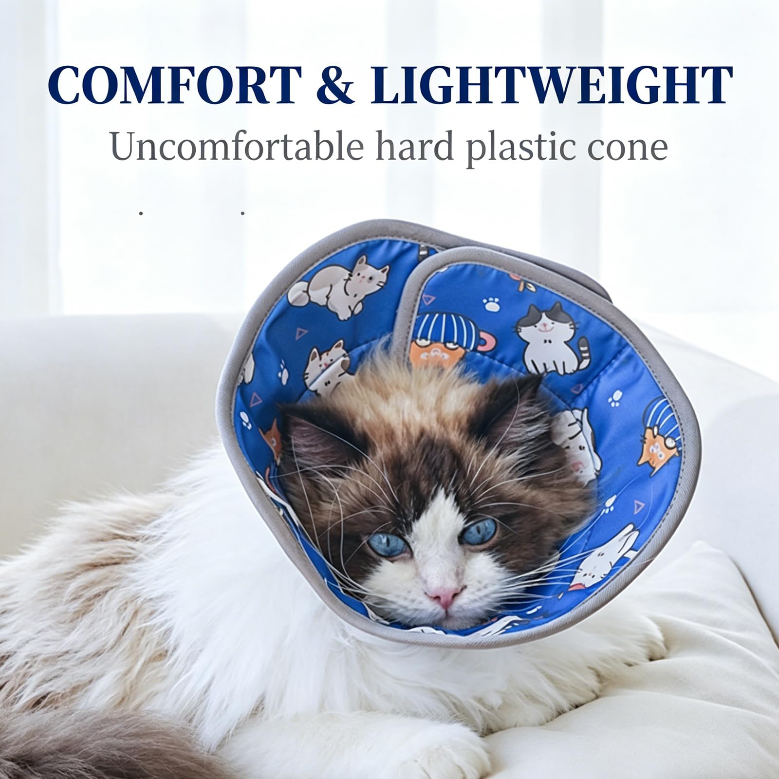 Colerette Chat Anti Léchage,Réglable Souple Doux Collerettes pour Chats Après Chirurgie,Élisabeth Collier Cône de Récupération pour Chiots Petits Chiens(M)