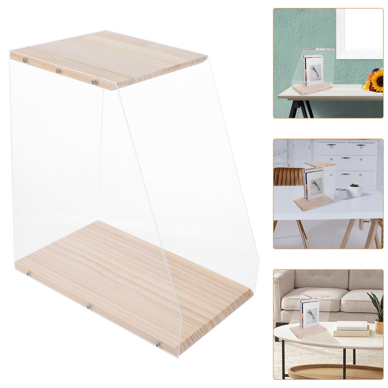 Organizer per Dischi in Vinile e Dvd in Legno e Acrilico, Scatola Trasparente Salvaspazio Multifunzionale per Desktop e Arredamento Casa