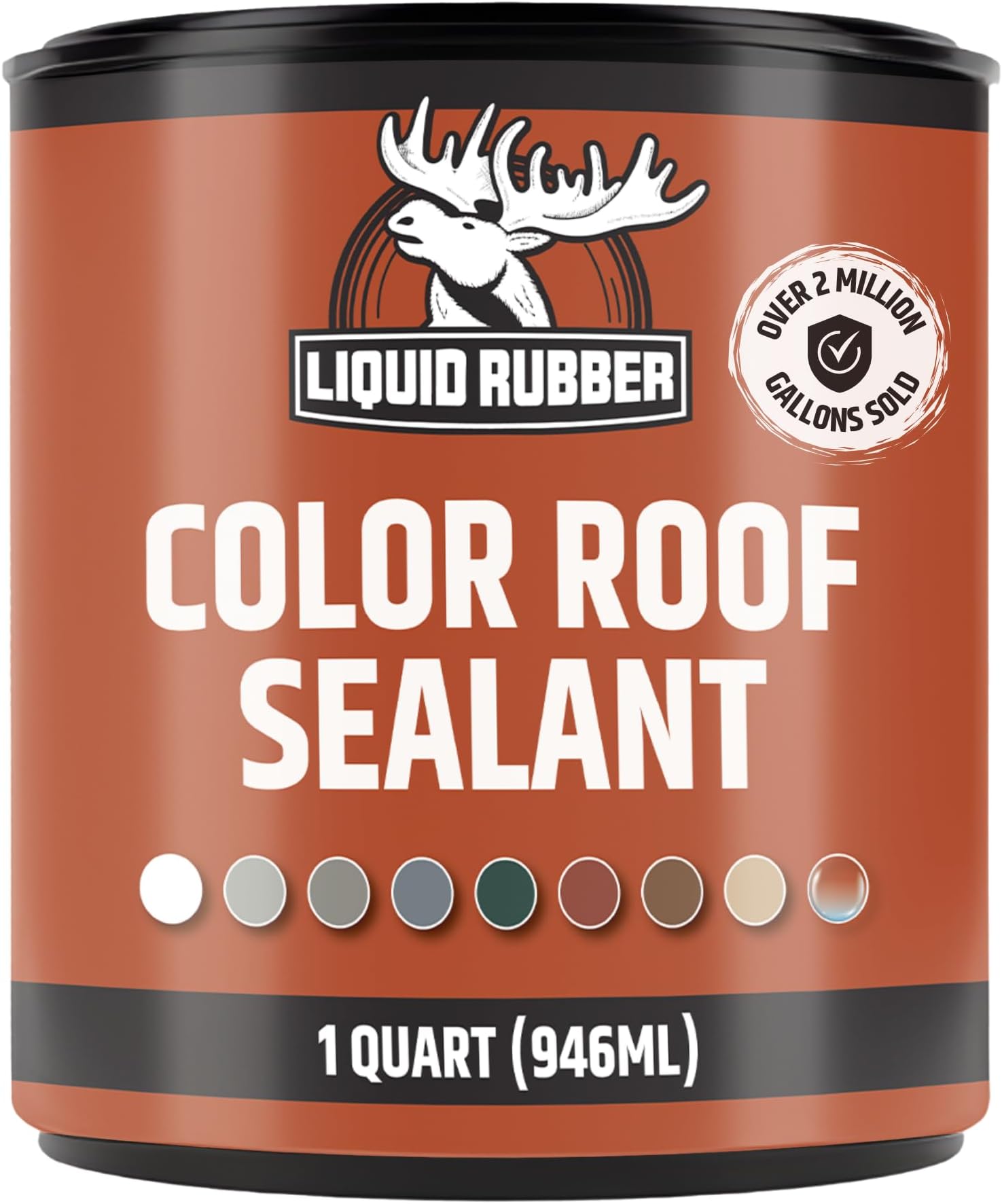 Liquid Rubber Color Roof Sealant- Elastomeric Waterproof Small Repair Coating for Flat, Low-Slope & Metal Roofs, Flexible UV-Stable Membrane, Medium Gray, 1 Quart