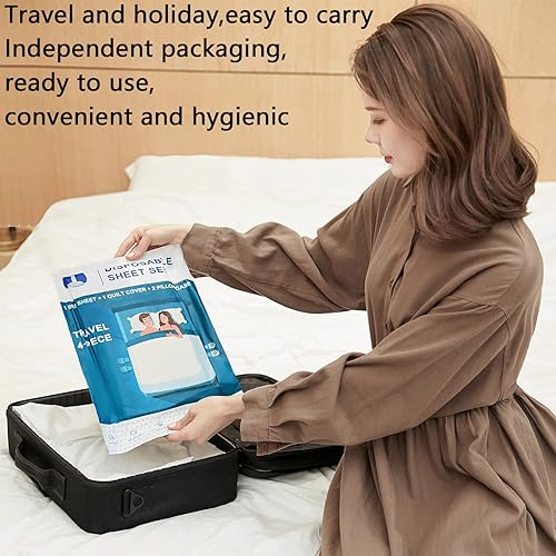 Miniatura 3 de Yutianli Juego de sábanas desechables, funda de edredón y fundas de almohada para hotel y viajes. Juego de sábanas portátiles listas para usar