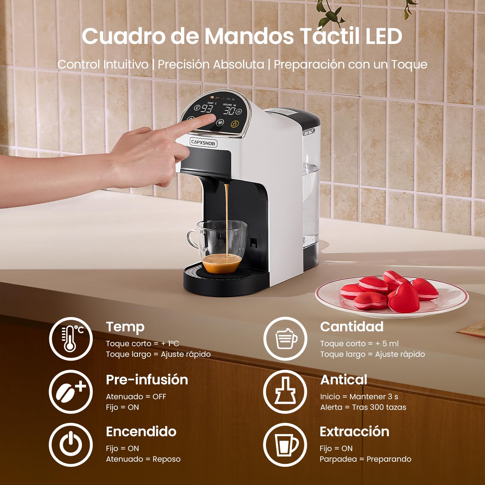 Magician2 Cafetera 5 en 1 para Nespresso, Dolce Gusto, Molido/Monodosis ESE | Apto para Lavazza A Modo Mio - 20 Bar, Auto-Lock, Panel Táctil LED, Reconocimiento Auto, Volumen/Temp, Preinfusión, BPA-libre