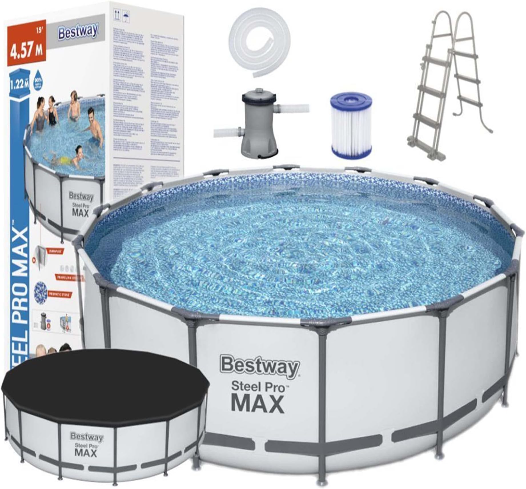 Bestway Steel Pro Frame Pool, rund 305x76 cm Stahlrahmenpool-Set mit ...
