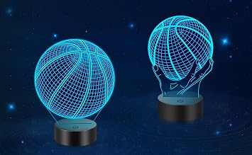 Linkax Basketball Gifts for Boys, 3D Illusion Lamp Kids Night Light, Boy Toys for Ages 8-13, Birthday Gifts for Boys 8-13+ Year Old Sport Fan Room Decor 2PCS