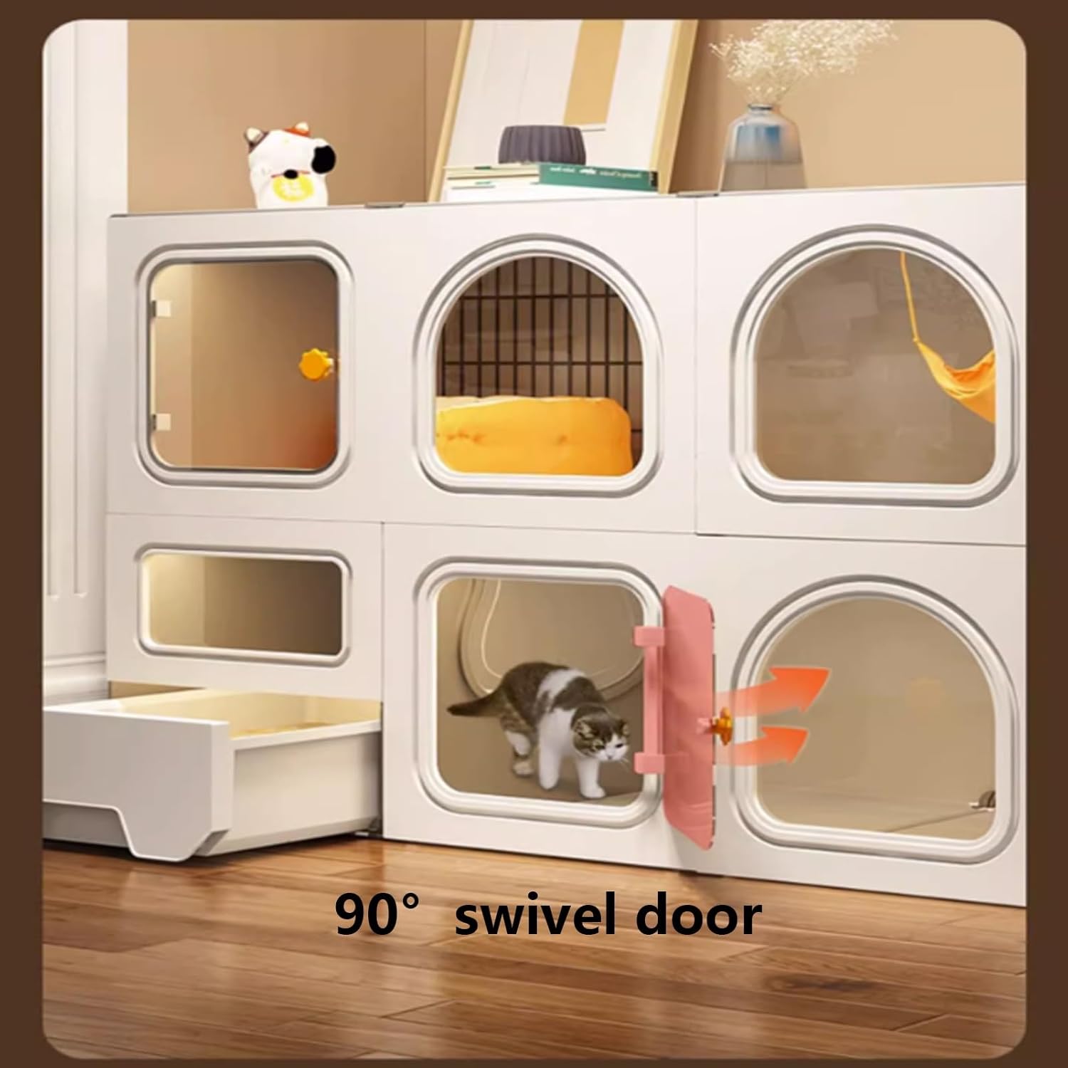 Semi-Enclosed DIY Cat Cages, Cat Enclosure Indoor Large with Litter Box Indoor and Outdoor Use Pet Kitten Crate Cat Playpen for Small Animal -with Accessories (B 106 * 36.5 * 106Cm)