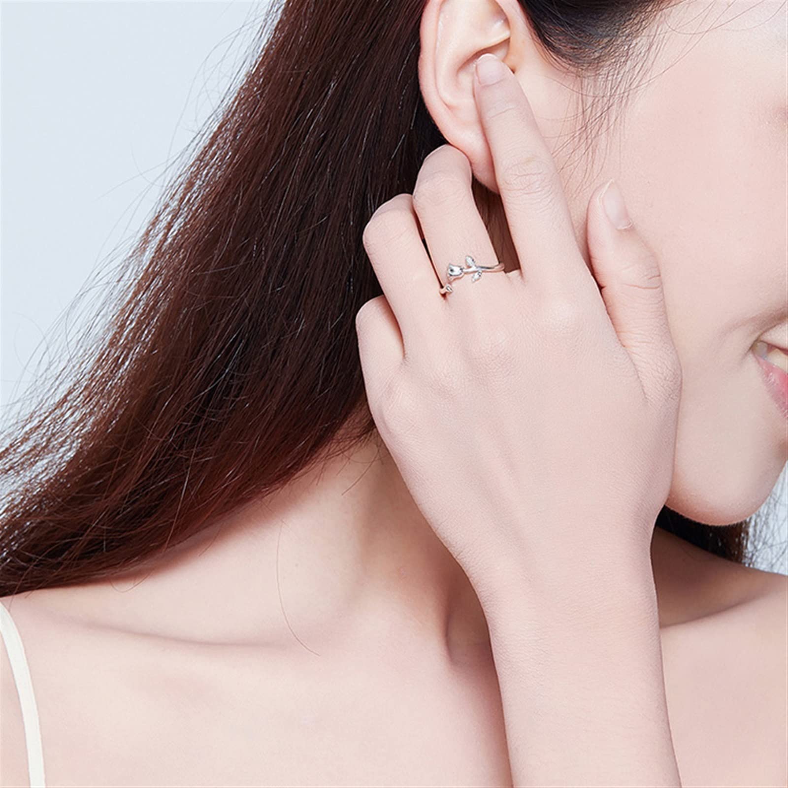 Anello Regolabile,Anelli In Argento Sterling Donna 925 Grosso Anello Rotondo Solido Anelli Regolabili Moda Zircone Anelli In Argento Sterling Rosa Anello Di Fidanzamento Regali Per Uomo Donna Anelli