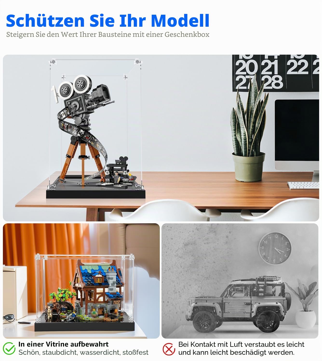 Acryl Vitrine Kompatibel mit Lego 43230 Tribute to Walt Disney 100. Jubiläumsset für Erwachsene mit Mickey und Minnie-Maus-Minifiguren Vitrine (Display Case Only)