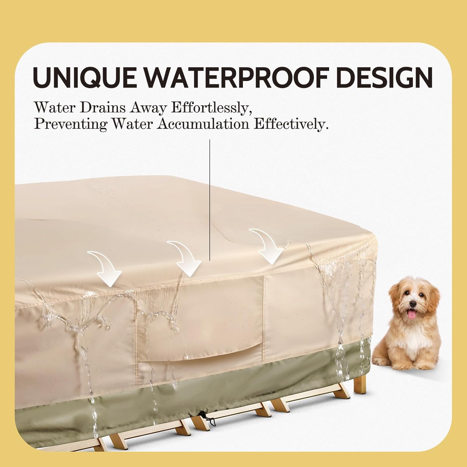 COSFLY Heavy-Duty Waterproof Patio Furniture Cover for Outdoor Table and Chairs Set - Fits 108L x 82W inch, 600D Oxford Fabric Ultimate Weatherproof Rectangular Cover with Adjustable Straps