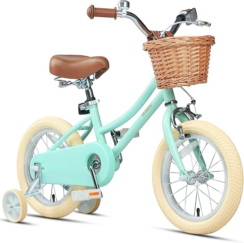 Miniatura 37 de Petimini Vintage Kids Bike for Girls, 12–20 Inch Classic Bicycle with Wicker Basket & Bell, High Tensile Steel Frame, Training Wheels (12–18”), 85%