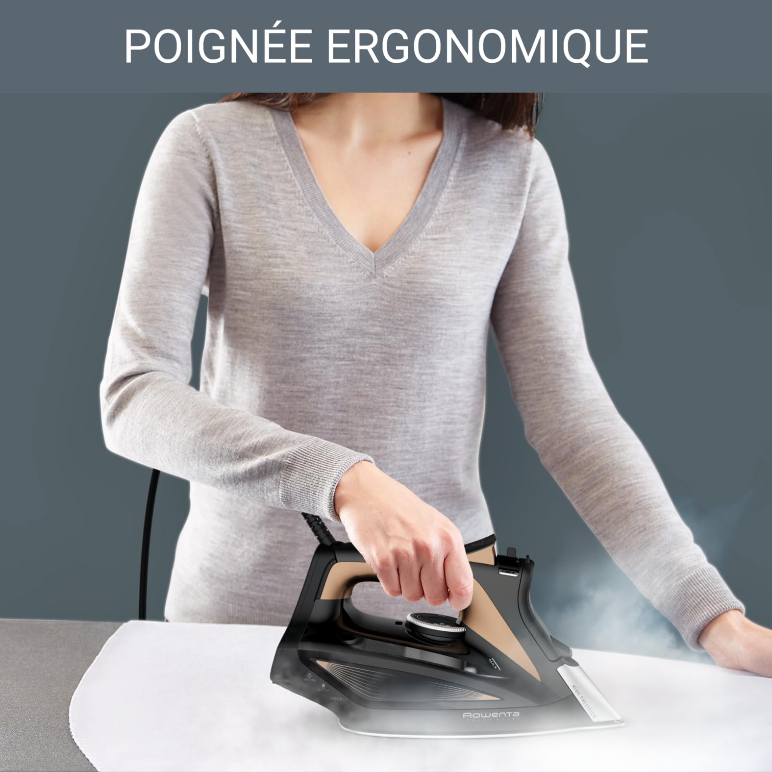 Rowenta Focus Excel Fer à repasser vapeur, Puissance 2700 W, Débit de vapeur de 45 g/min, Fonction pressing de 180 g/min DW5325D1