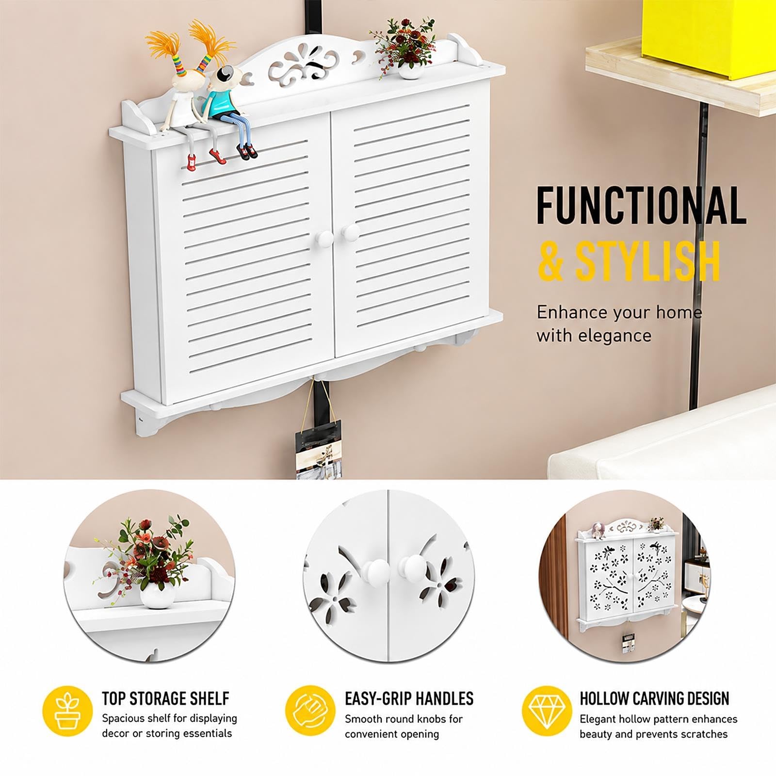 Tapa Contador Luz Decorativa Blanco con Repisa de Almacenamiento