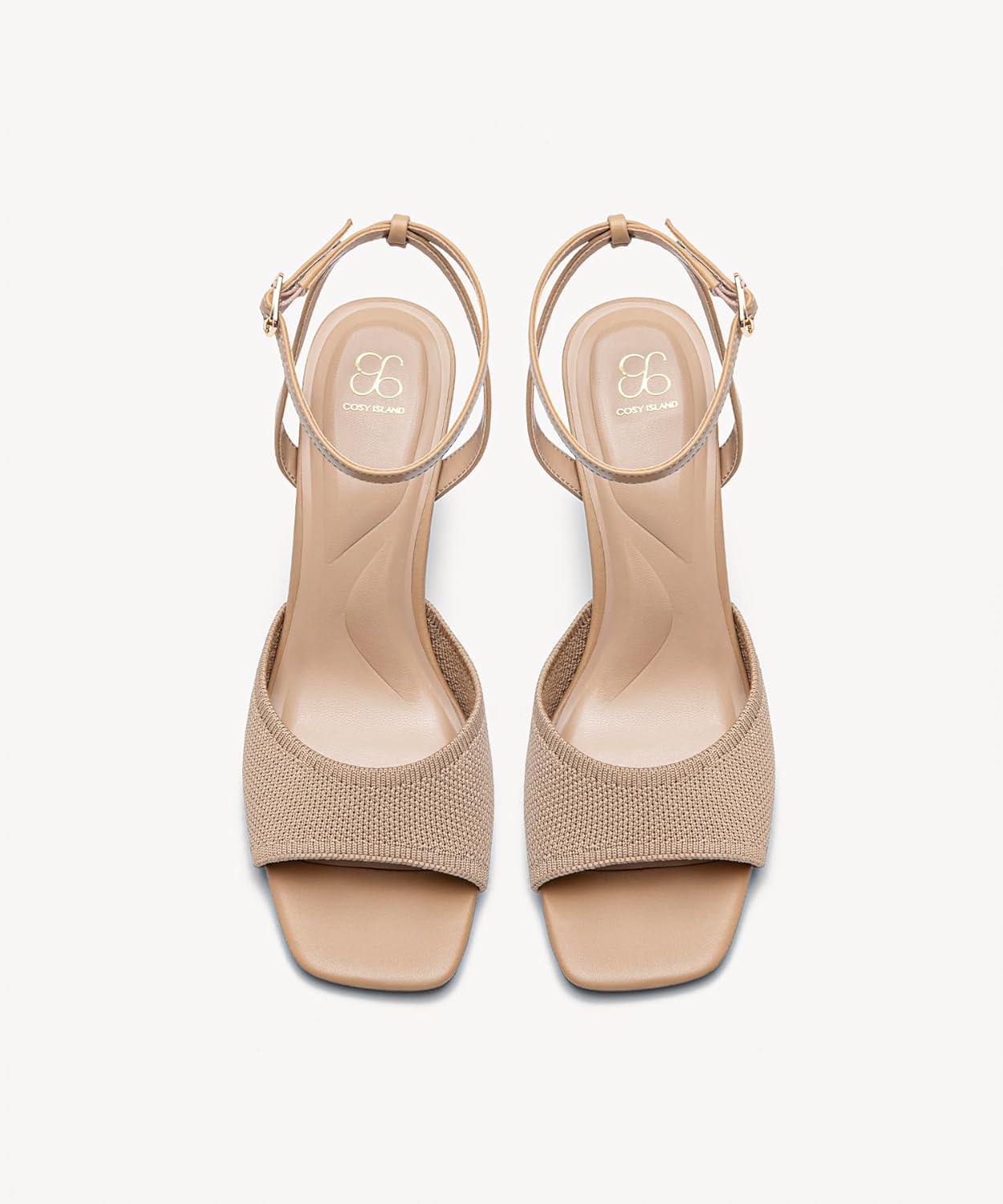 NEWBELLA Women's Square Toe Heeled Sandals - Chunky High Heels with Adjustable Ankle Strap Design, Comfort Dress Shoes for Wedding, Party, Evening, Apricot 8.5 - Image 7