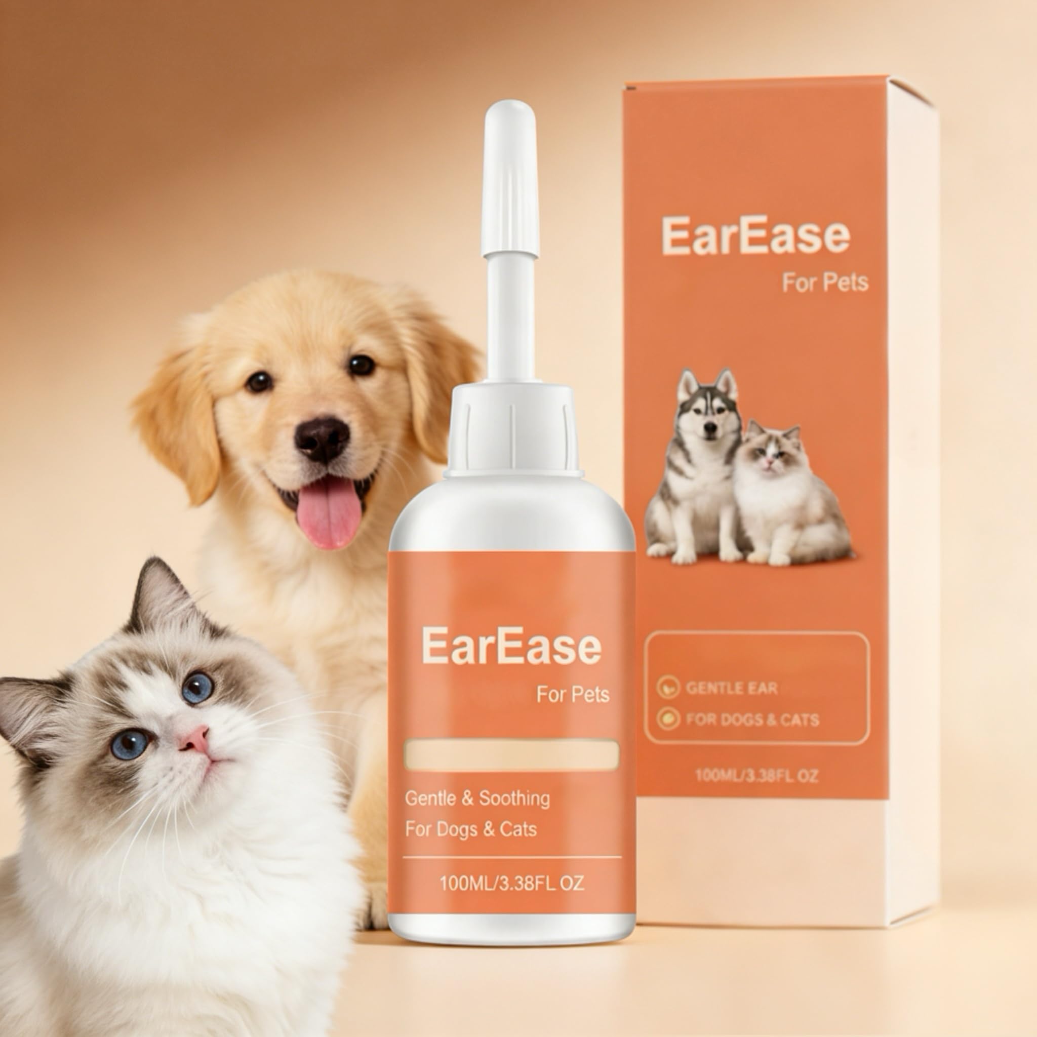 Limpiador de oídos natural para perros y gatos | Limpiador diario suave para cera, suciedad y mal olor | Kit de aseo hidratante para perros pequeños y grandes,3Pcs