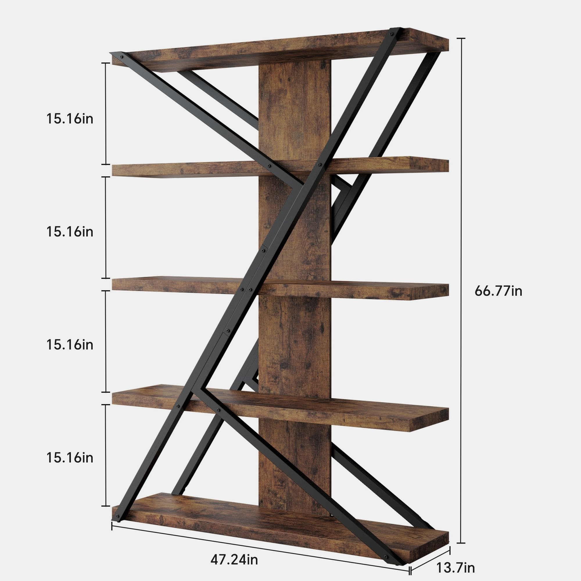 Amazon.com: FUSUNBAO Industrial Bookshelf, Vintage 5-Tier Tall