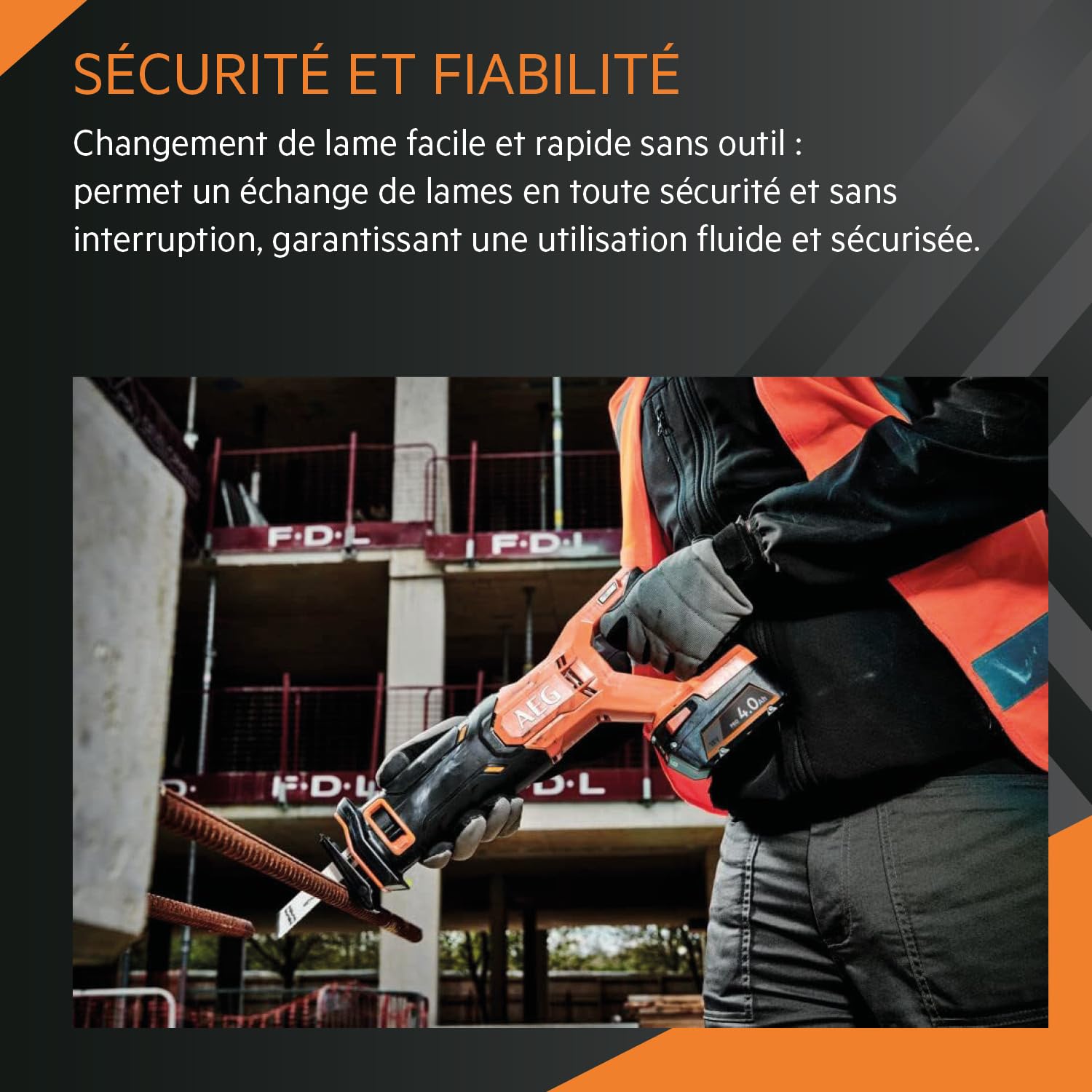 AEG - Scie Sabre 18V PRO18V (Sans Batterie) - Moteur Quadripolaire - Course de Lame 28 mm - 3000 cps/min - Changement de Lame Fixtec Facile - BUS 18C2