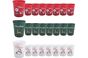 NIDEZON Christmas Party Cups, 16oz Reusable Plastic Christmas Cups