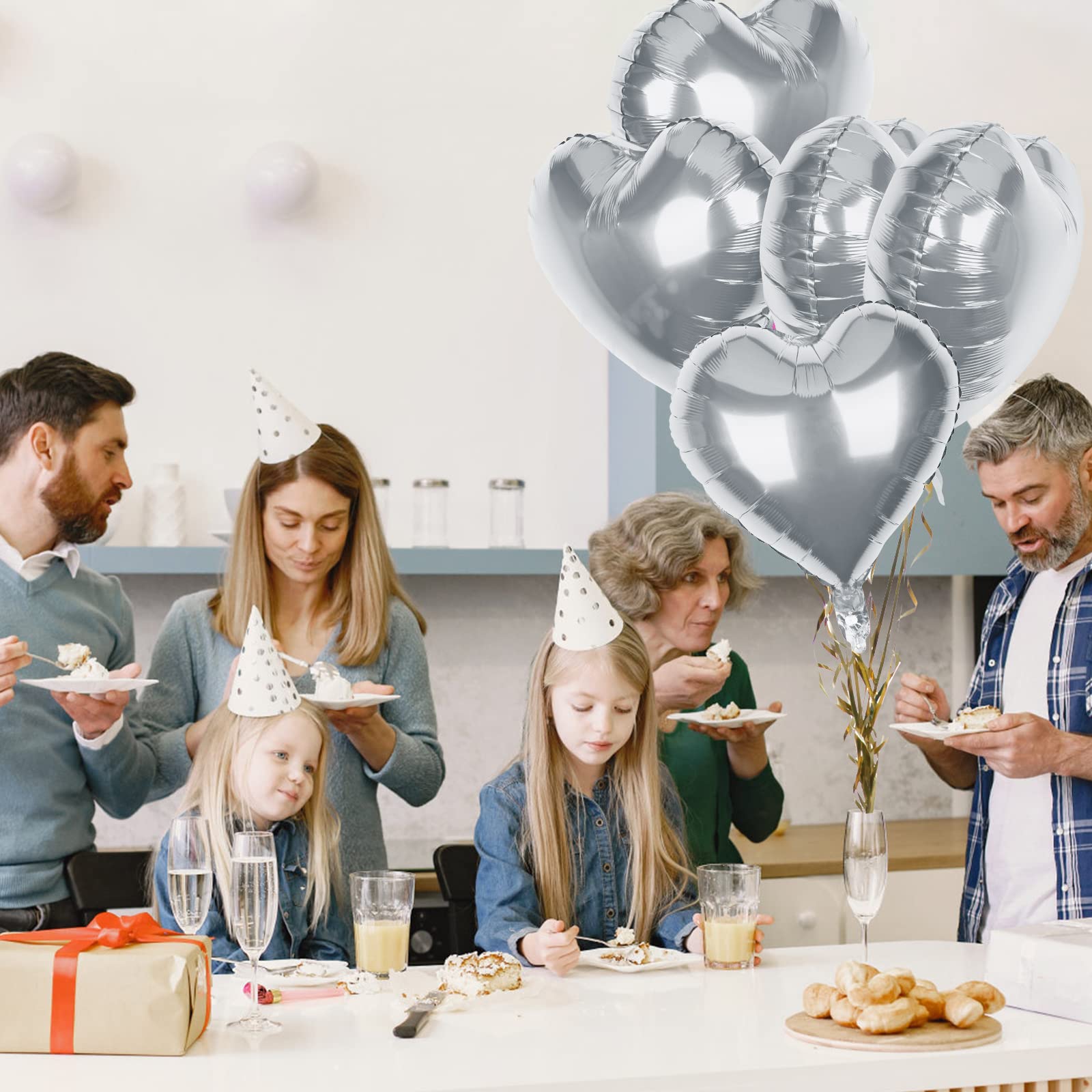 Amazon.co.jp: シルバーハートバルーン 5個パック 18インチ