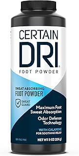 Certain Dri Foot Powder for Men and Women (1pk), Shoe Deodorizer, Maximum Sweat Absorption & Odor Control, 8 Ounces