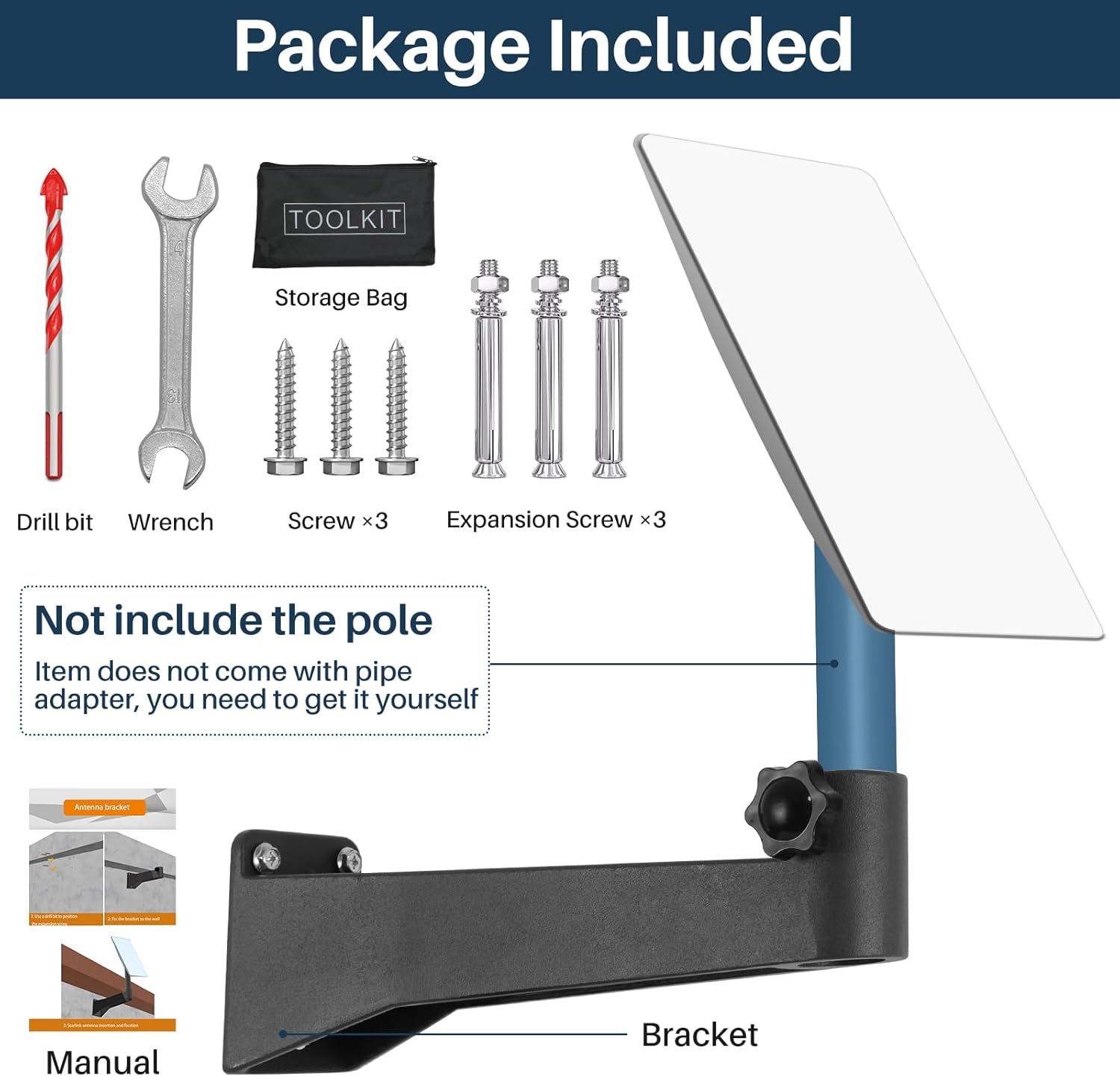 Starlink Mounting Kit, Heavy Duty Starlink Wall Mount, Starlink Pole