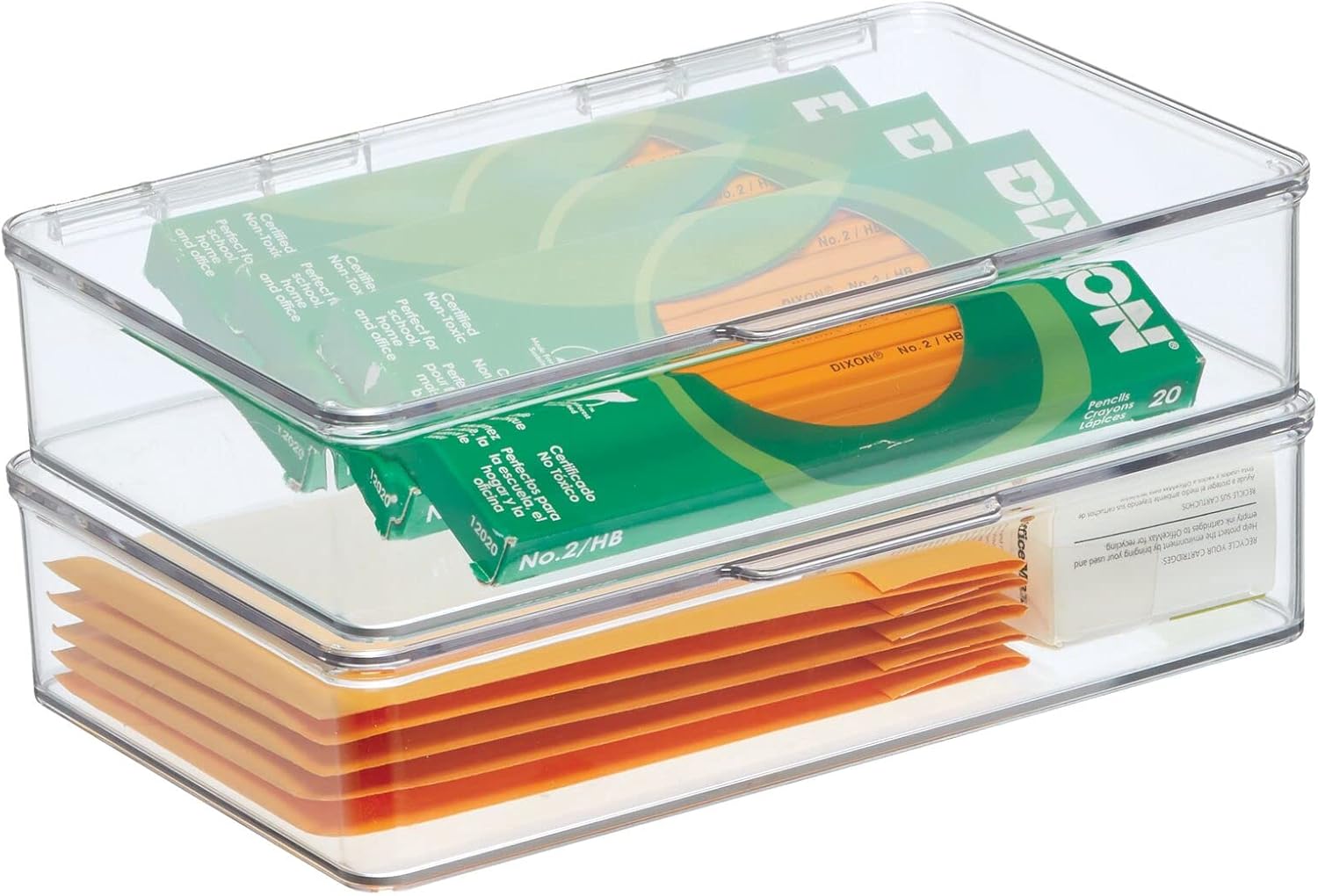 mDesign Small Plastic Home Office Storage Organizer Box