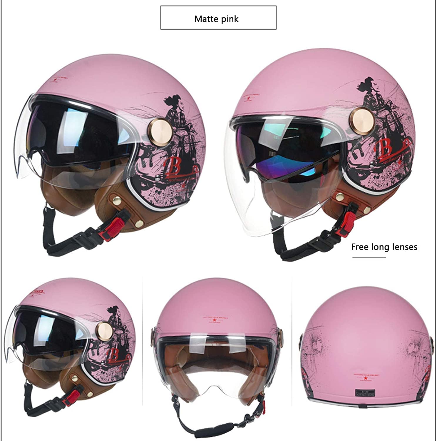 Casco De Motocicleta Retro, Medio Casco Harley Para Hombr Y Mujer, image size:1487x1500