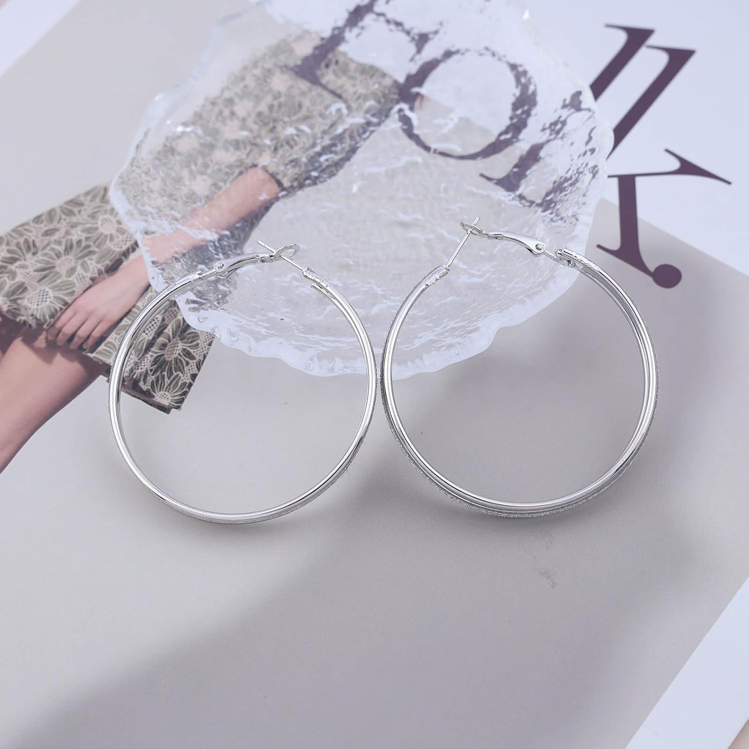 Andelaisi Boho Large Circle Hoop Earrings Punk Circle Exaggerate Earrings Vintage Big Circle Huggie Hoop Earrings Geometric Circle Drop Earrings Jewelry for Women - Image 4