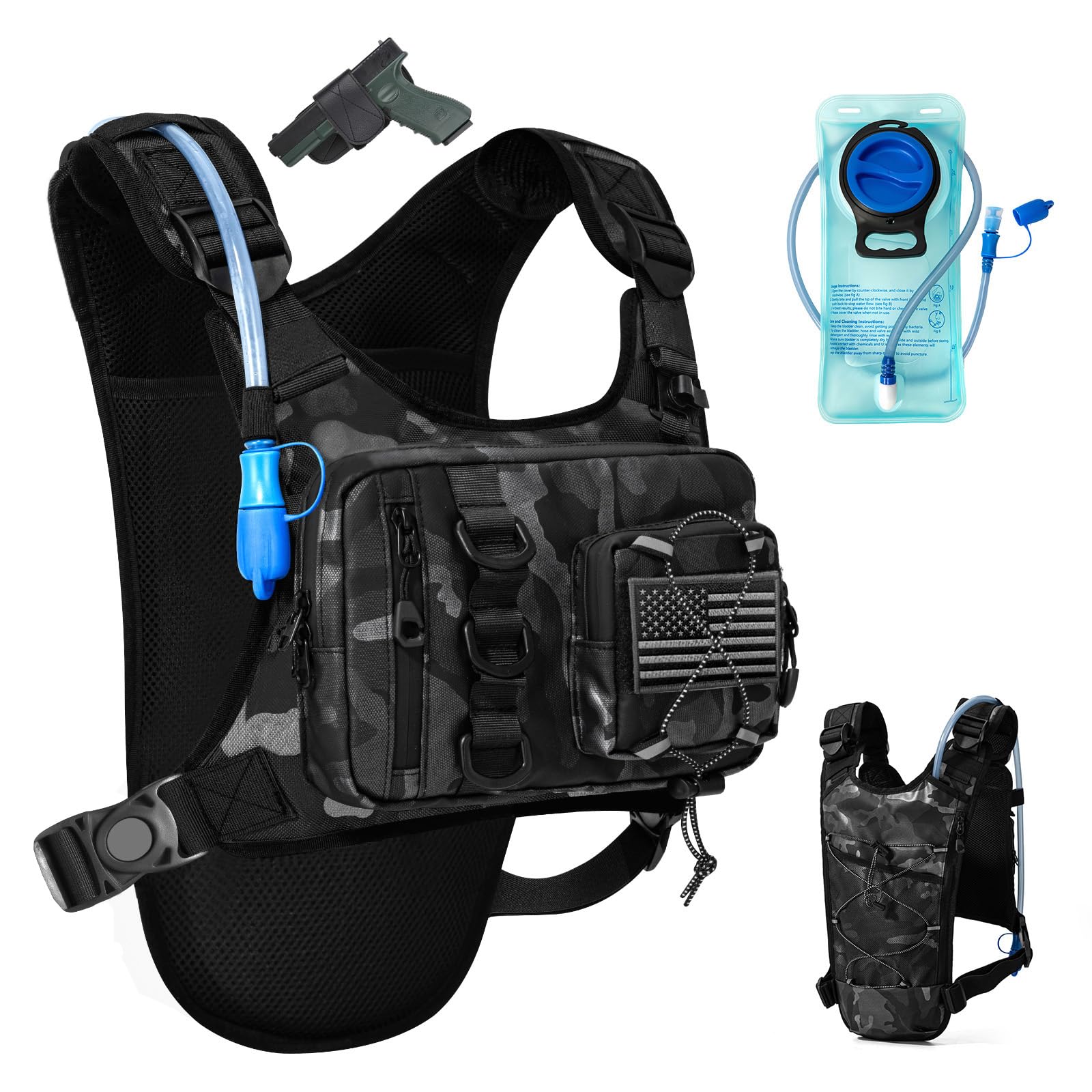 Outdoor Hydration Vest for Running & Hiking, Lightweight Breathable Water Backpack with 2…