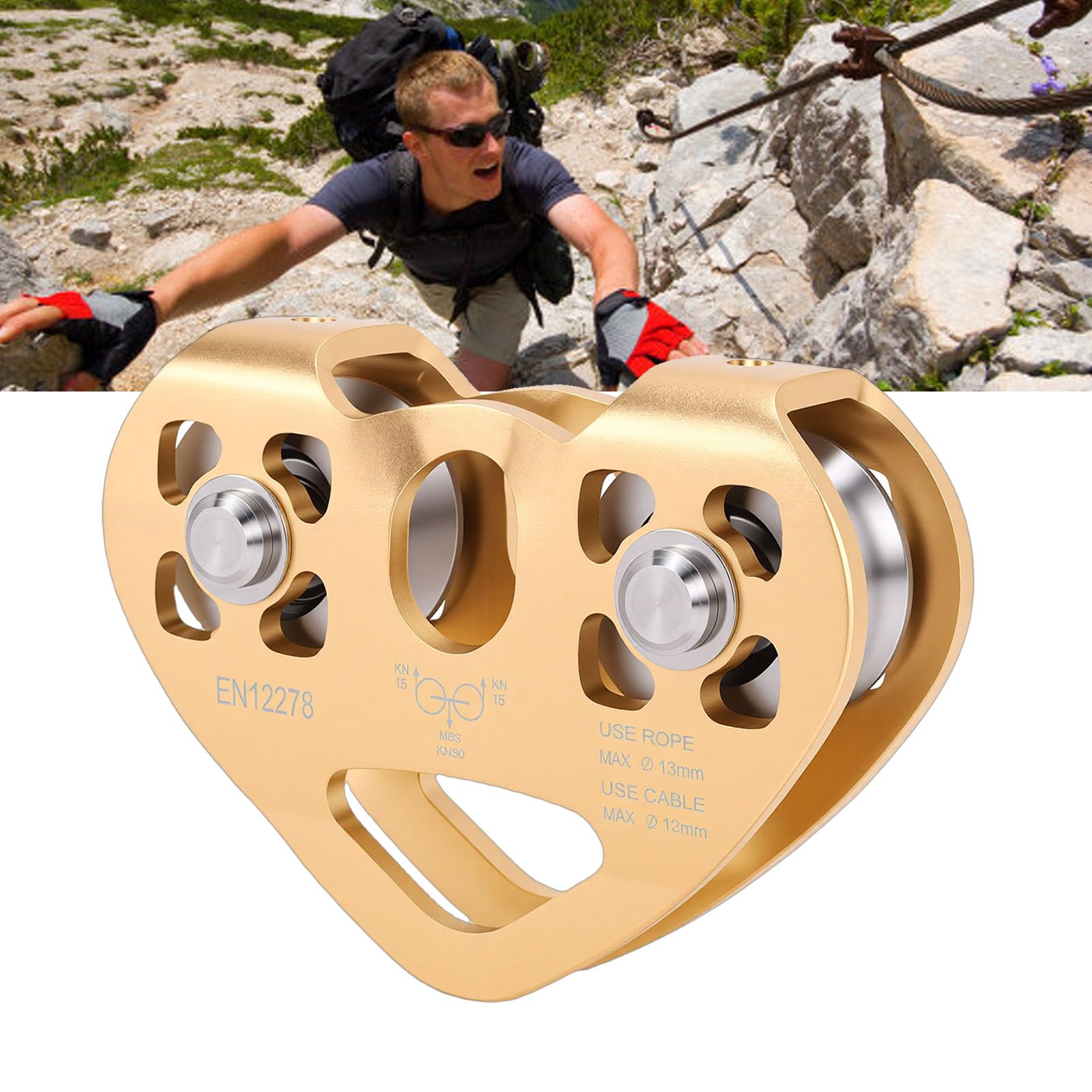RiToEasysports Poulie de Tyrolienne, Construction en Alliage d'aluminium, Chariot Robuste 30KN pour les Activités de Plein Air d'escalade et 'aventure