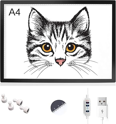 A0A1A2A3A4 - Caja de luces de rastreo, portátil ultrafina, sin escalones, intensidad regulable, placa de luz LED recargable inalámbrica para pintura