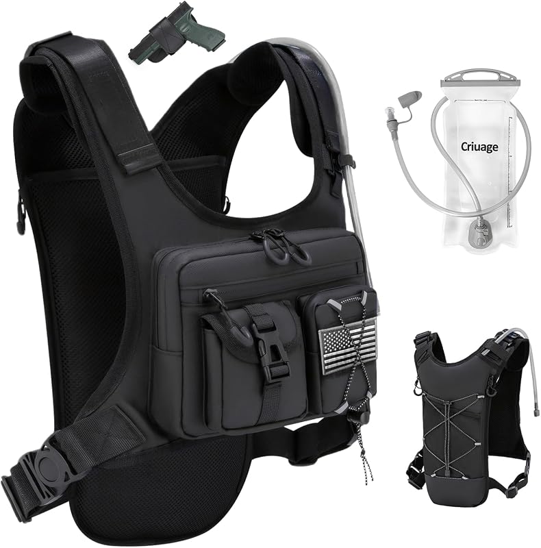 Criuage USA Mochila con chaleco de hidratación para correr, mochila ligera con bolsa de vejiga de agua de 2,0 l, mochila para senderismo, correr, ciclismo, carrera, maratón para mujeres y hombres