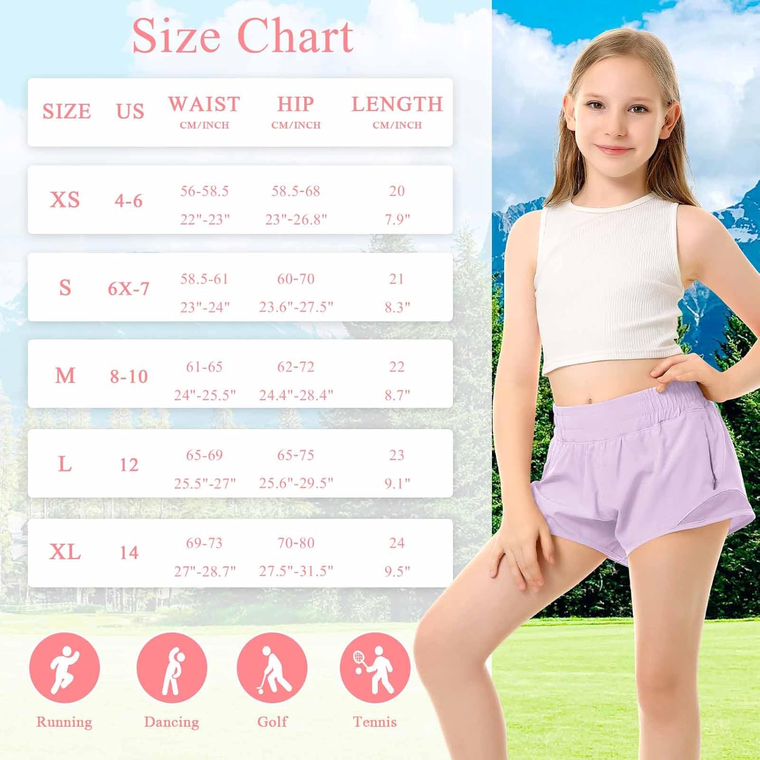 DOCUMO Girls Athletic Shorts with Liner Lightweight Running Shorts for Teen Girls Kids Quick Dry Sports Active Short - Image 6