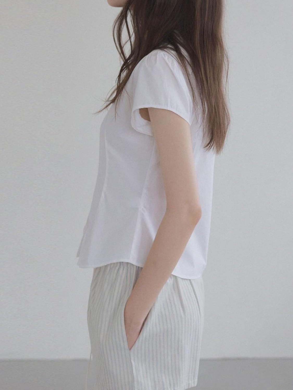 SUNNOW Women's Short Sleeve Button Down Shirt, Mini Round Collar Blouse, Regular Fit Basic Top for Casual & Office Wear - Image 3