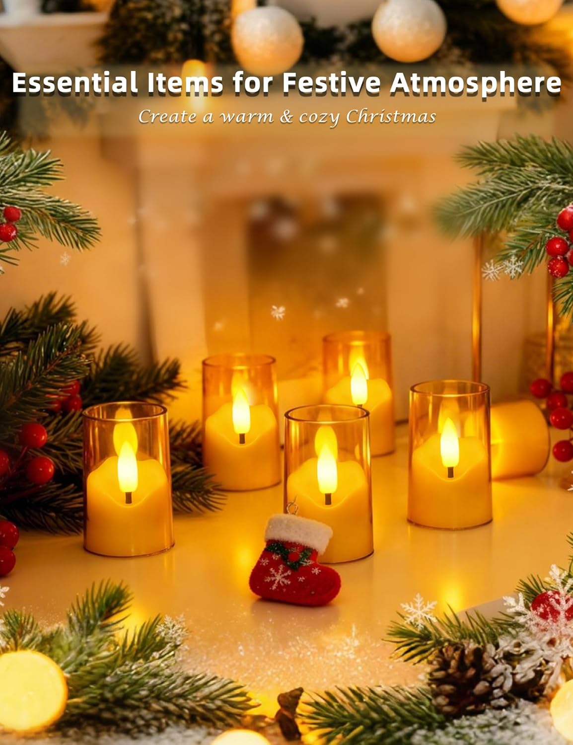 Rechargeable Tea Lights with Remote, 2-8H Timer, USB-C to Charge 3 Candles, 6-Pack Amber LED Flameless Candles for Home Decor, Wedding, Dinner, Holiday, Party, Gathering, Church & Memorial