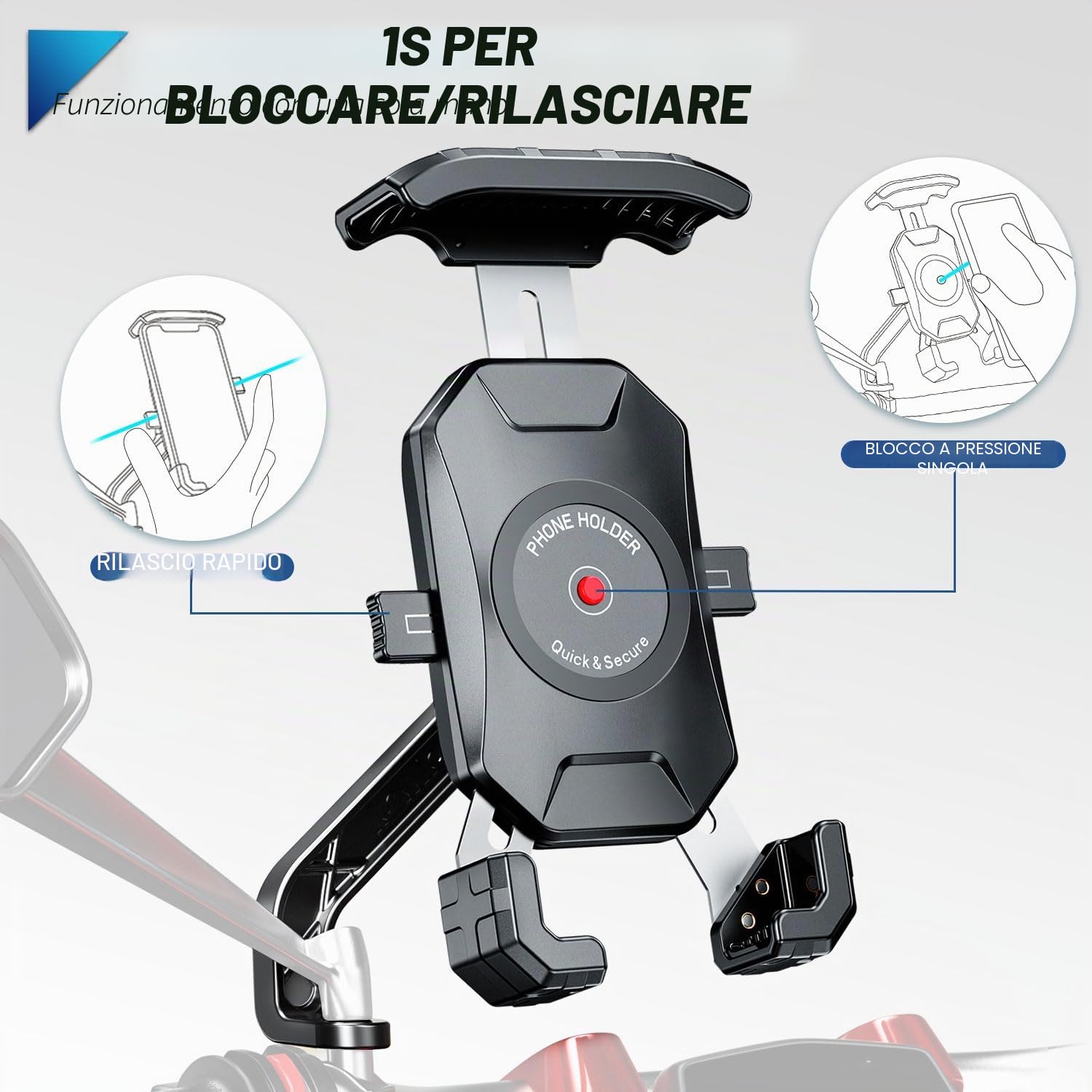 Porta Cellulare Moto, 360 Gradi Rotabile Porta Telefono Moto Antivibrazione Supporto Cellulare Scooter Specchietto Anti-shake Supporto Smartphone Scooter per Telefono da 4.0-7.0 Pollici (Nero)