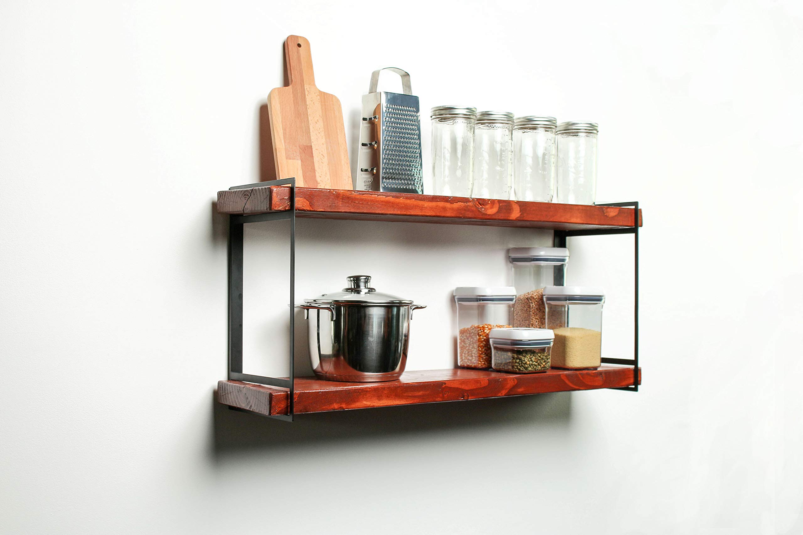 Buy 2 Tier Industrial Heavy Duty Black Floating Shelf Brackets/ Metal