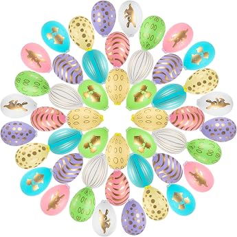 Pack of 48 Easter Eggs for Hanging Plastic Easter Eggs Easter Decoration for Outdoors Plastic Eggs Colourful 6 x 4 cm Colourful